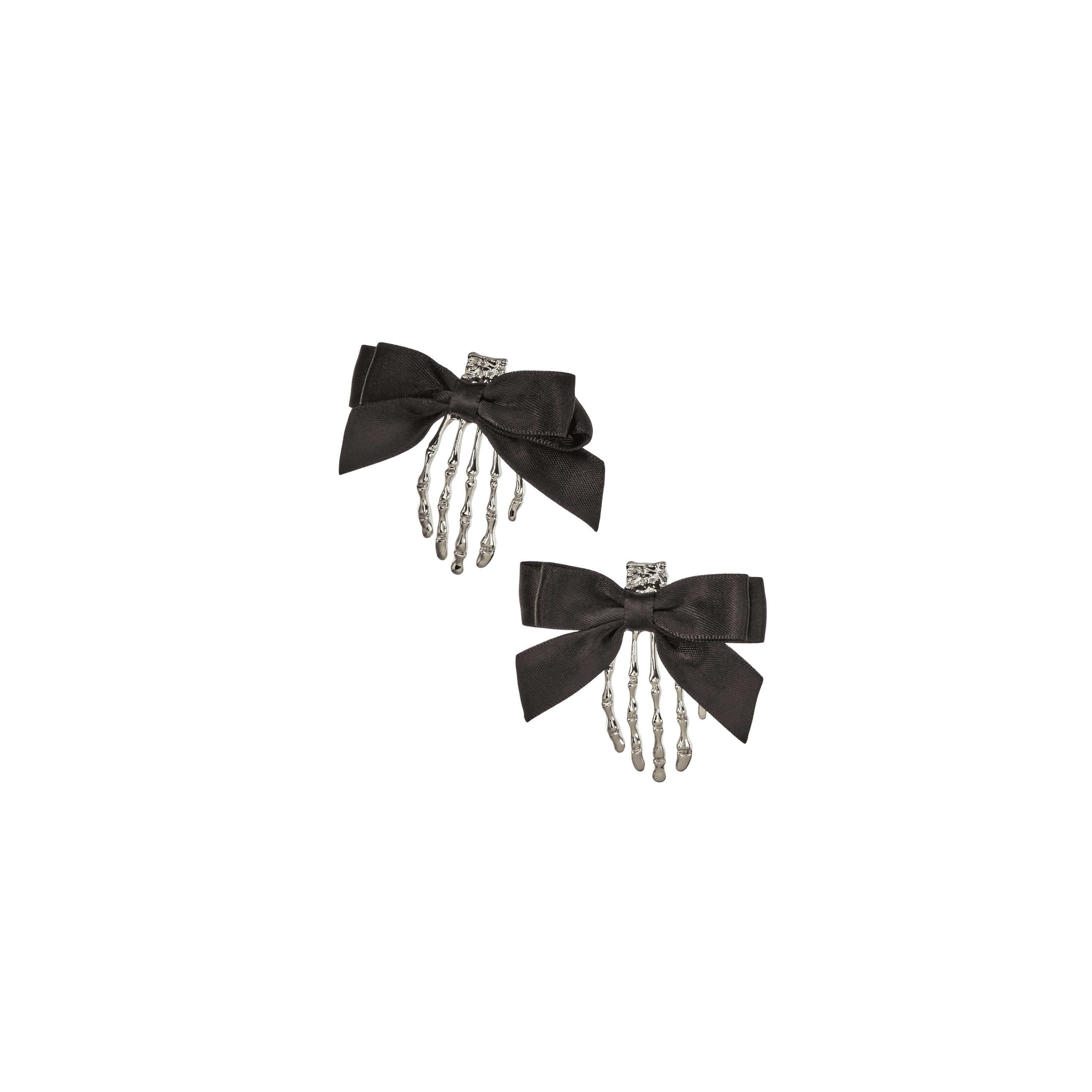 Scunci by Conair Skeleton Hand Salon Clips, Silver Tone with Black Bows, 2 Count