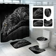 thumbnail image 2 of 4 Pcs African Lion King Shower Curtain Set with Non-Slip Rugs Toilet Lid Cover and Bath Mat Wildlife Lion Black Waterproof Animal Couple Shower Curtain Bathroom Decor with 12Hooks, 2 of 7
