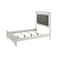 thumbnail image 2 of CoSoTower Modern White Crocodile Skin Finish Upholstered 1Pc Queen Size Led Panel Bed Faux Diamond Tufted Bedroom Furniture, 2 of 5