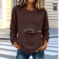 thumbnail image 5 of Otvok Zip‑Kangaroo‑Pocket Sweatshirt for Women, Crew Neck Long Sleeve Relaxed Pullover Tops, 5 of 7