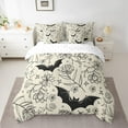 thumbnail image 5 of jejeloiu Cartoon Halloween Bats Bedding Comforter Set 7-Piece,Rustic Flower Leaves King Bedding Sets,Beige Black Bed Sheets For Child,Ultra Soft Home Decor Reversible, 5 of 8