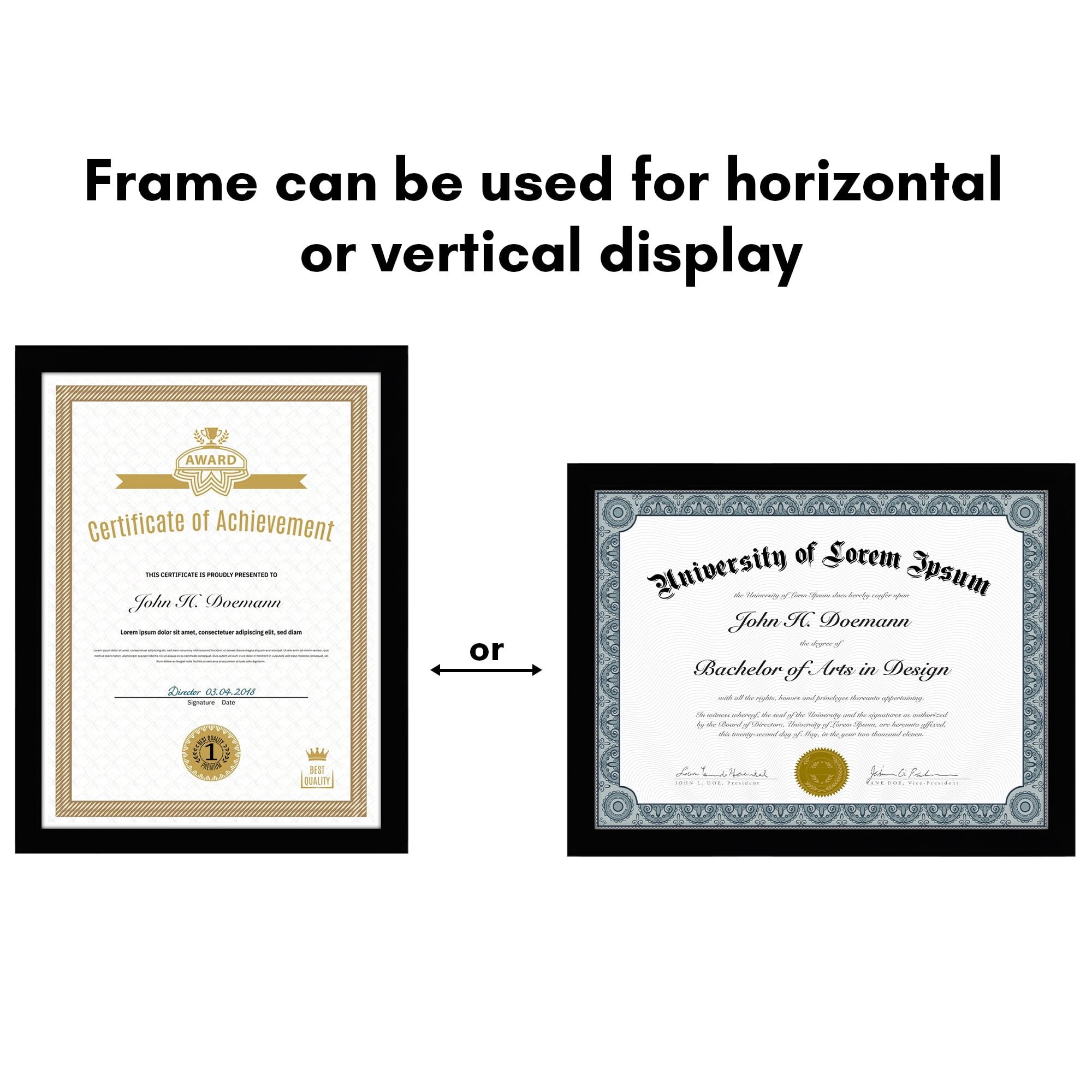 Americanflat 8.5x11 Picture Frame with Polished Plexiglass 5 Pack Legacy Collection Certificate Frames - Black