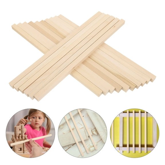 KONTONTY Beige Wooden Square Dowel Rods for DIY Crafts with Smooth Finish and Basswood 25x1cm