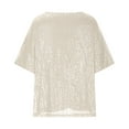 thumbnail image 4 of UPPADA Womens Sequin Print Tops V Neck Sparkly Glitter Blouses Glitter Tank 3/4 Sleeve Shiny Dressy Shirts Cocktail Elegant Top for Holiday Evening Party, 4 of 9