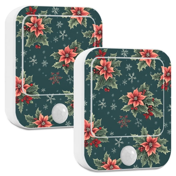 Yayeee LED Night Lights with Motion Detectors Auto Dusk to Dawn Light Sensors, 2 Pack, Floral Christmas