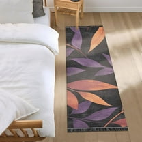Brown and Purple Leaves Bedroom Runner Rug 2'x 6' Non Slip Carpet Indoor Home Area Rug Living Room