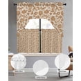 thumbnail image 2 of Brown Floral Swag Kitchen Curtains Sets for Windows 24 Inch Length, Vintage Rustic Flowers Botanical Spring Short Window Curtain Panels Swags Valances and Tiers 3 Piece Set for Cafe/Dining Room, 2 of 5