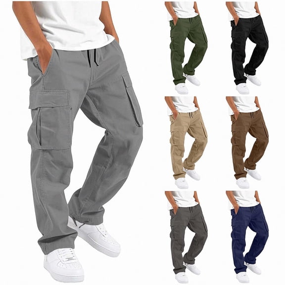 SGFCWSX Boys Cargo Pants, Loose Fit Drawstring Waist Utility Trousers with Multi Pockets for Outdoor Everyday Wear Gray Size 10