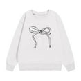 thumbnail image 4 of Maean Girls Sweatshirts Bow Graphic Long Sleeve Crewneck Lightweight Loose Sweatshirts Tops, 4 of 4