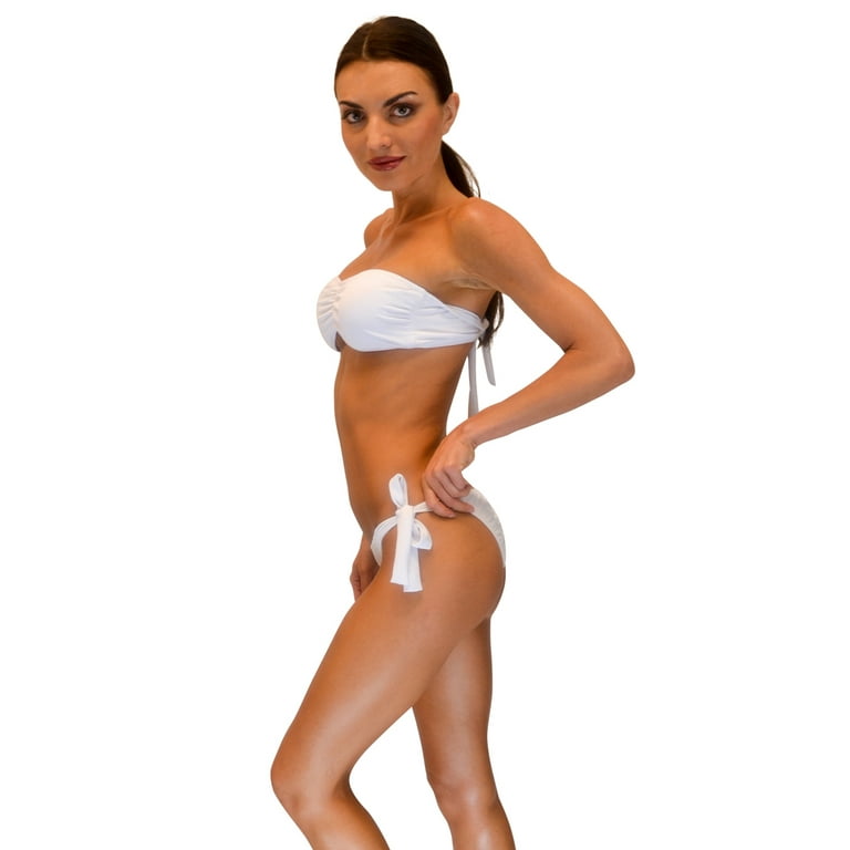 VF-Sport - Bikini, Halter Top and Tie Bottom, Two Piece Set (White, Small)  