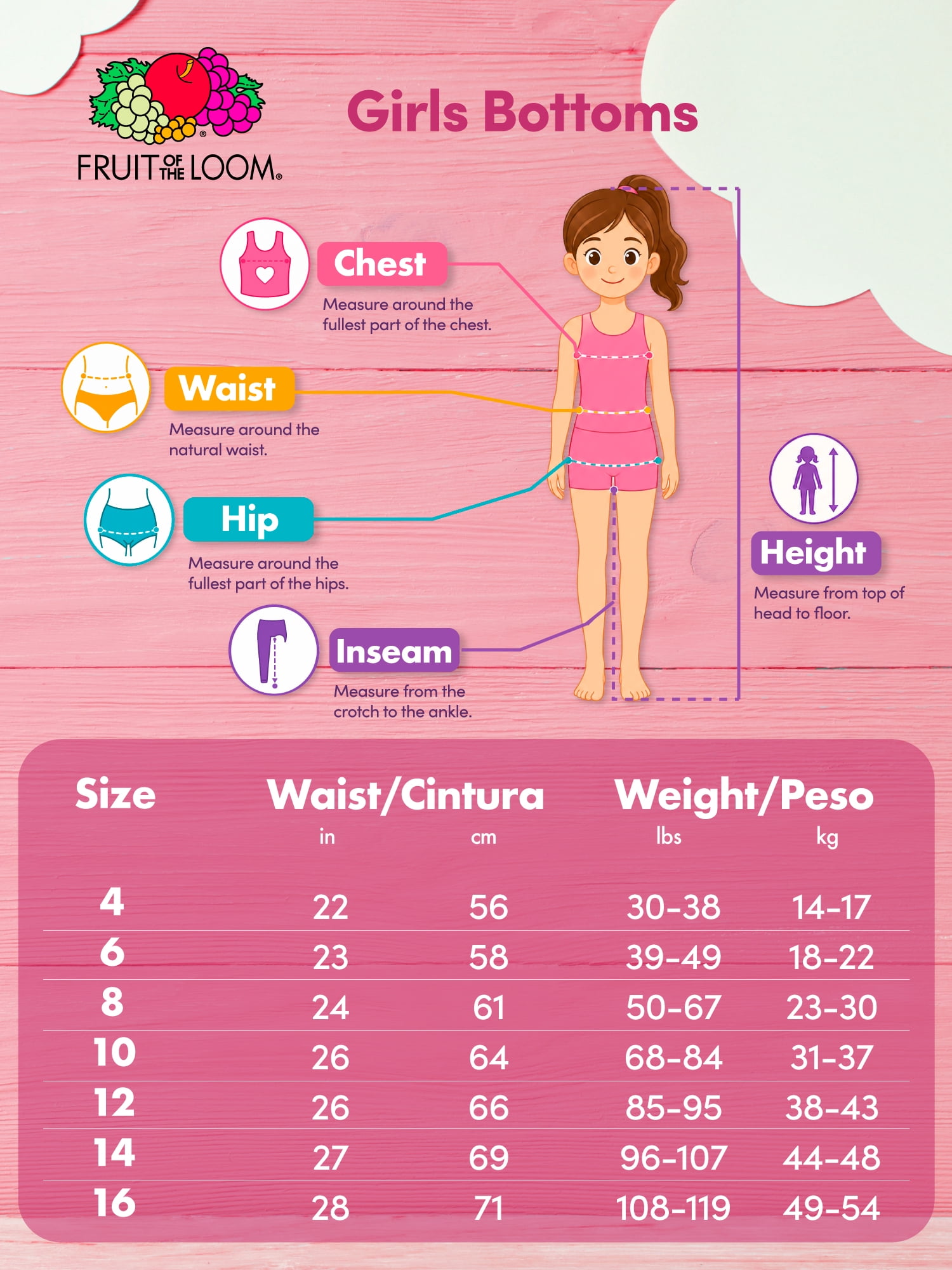 Fruit of the Loom Girl's Cotton Stretch Brief Underwear, 10-Pack, Sizes 4-16