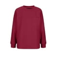 thumbnail image 5 of YUGYXL Womens Long Sleeves Sweatshirts Casual Round Neck Solid Color Sweatshirts with Pockets Fall Dressy Pullovers Wine XXL, 5 of 7