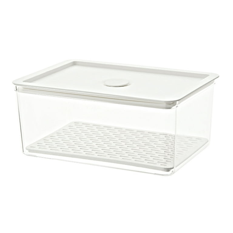 Shulemin Plastic Refrigerator Food Preservation Storage Drain Box Container with Lid-L, Size: 13.9, Clear