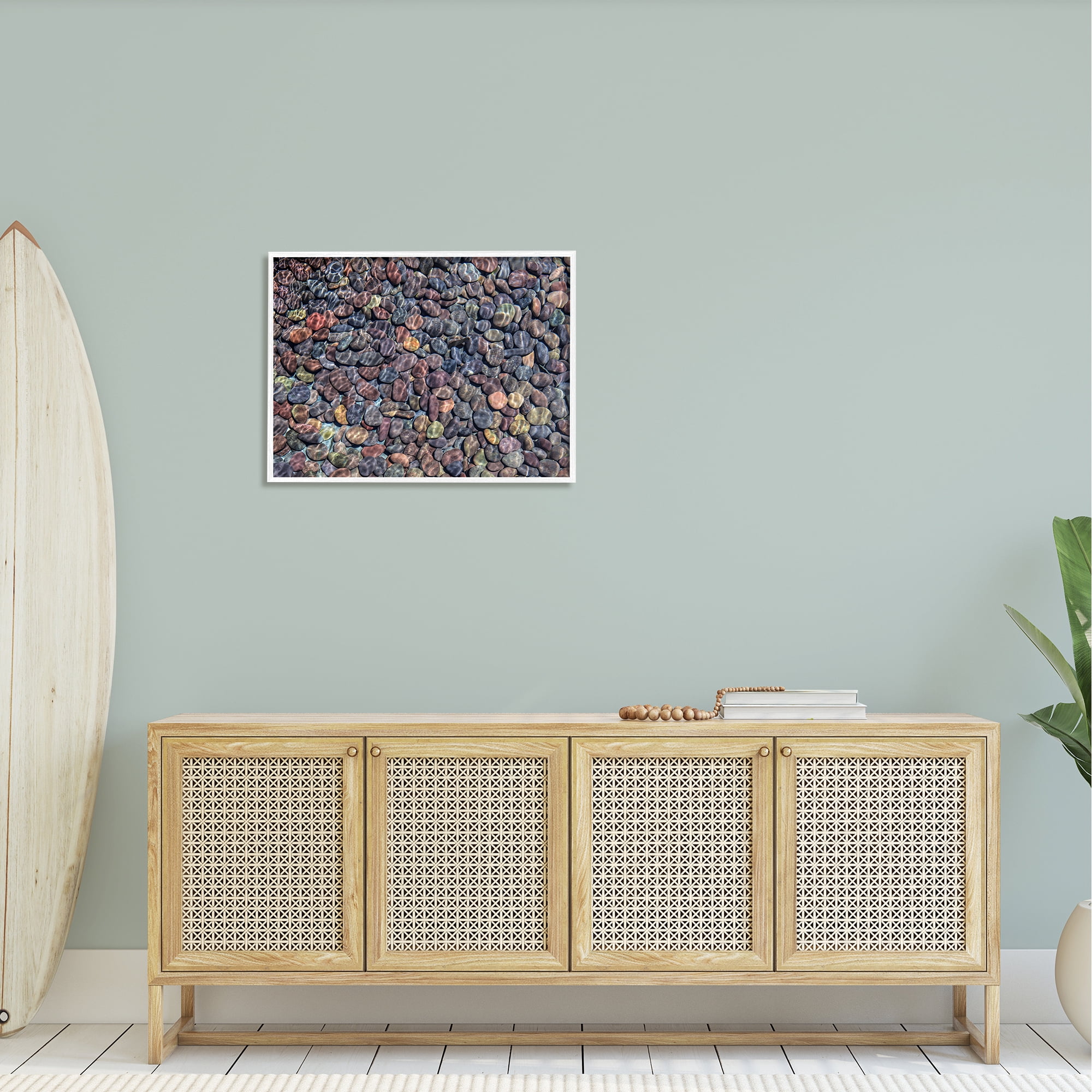 Stupell Ocean Ripples Underwater Pebbles Landscape Photography White Framed Art Print Wall Art