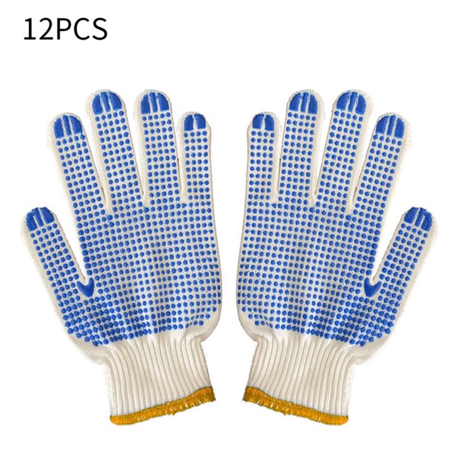 12 pares de guantes guantes de trabajo antideslizantes de hilo de algodón con puntos de PVC para la construcción de jardinería mecánica de pintor, azul Inevent AF000096-01