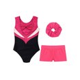 thumbnail image 3 of iiniim Kids Girls Dance Gymnastics Ballet Leotard Sparkly Rhinestones Bodysuit with Shorts Hair Band Hot Pink 16, 3 of 7
