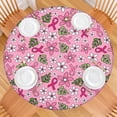 thumbnail image 2 of Pink Breast Cancer and Pioneer Flower Round Fitted Tablecloth with Elastic Edge,Dining Table Cover Waterproof,Outdoor Round Tablecloth for Camping,Dining,Indoor and Outdoor, 2 of 7