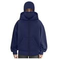 thumbnail image 5 of larppty Zip Up Hoodie, Hoodie with Face Mask Built in Balaclava,Ski Mask Balaclava Hoodies for Women (Navy, L), 5 of 5