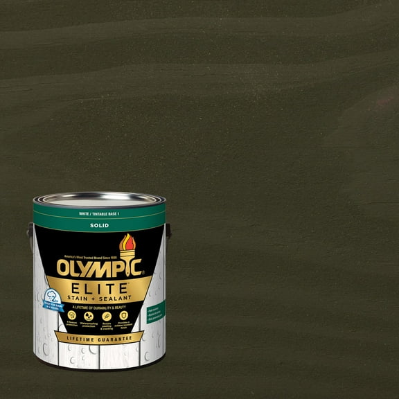 Olympic Elite 1 Gallon SC-1042 Licorice Solid Advanced Exterior Stain and Sealer in One