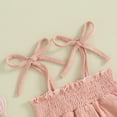 thumbnail image 4 of Okbabeha Kids Girls Summer Outfits Ruffle Suspender Crop Tops Pleated Camisole+Ripped Jeans Shorts Two Piece Clothes Set, 4 of 7