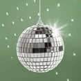 thumbnail image 3 of Christmas Hanging Mini Disco Ball Ornaments, 6cm Silver Reflective Disco Balls for Christmas Tree Holiday Party Wedding Supplies (6PCS), 3 of 8