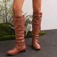 thumbnail image 4 of Women's Slouchy Knee High Boots Pull Flat Boots Side Zipper Fall Boots For Women, 4 of 9
