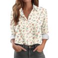 thumbnail image 2 of miqiqism Women Boho Floral Shirts Long Sleeve Button Shirt Fashion Lapel Neck Open Front Tshirts Blouses Classic Basic T-Shirts Vacaion Outfit Workout Clothing,01_Yellow,3X-Large, 2 of 4