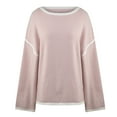 thumbnail image 7 of Womens Casual Fall Loose Sweaters Scoop Neck Long Sleeve Color Block Fashion Cozy Sweaters Tops Lightweight Pullover Womens Clothes, 7 of 7