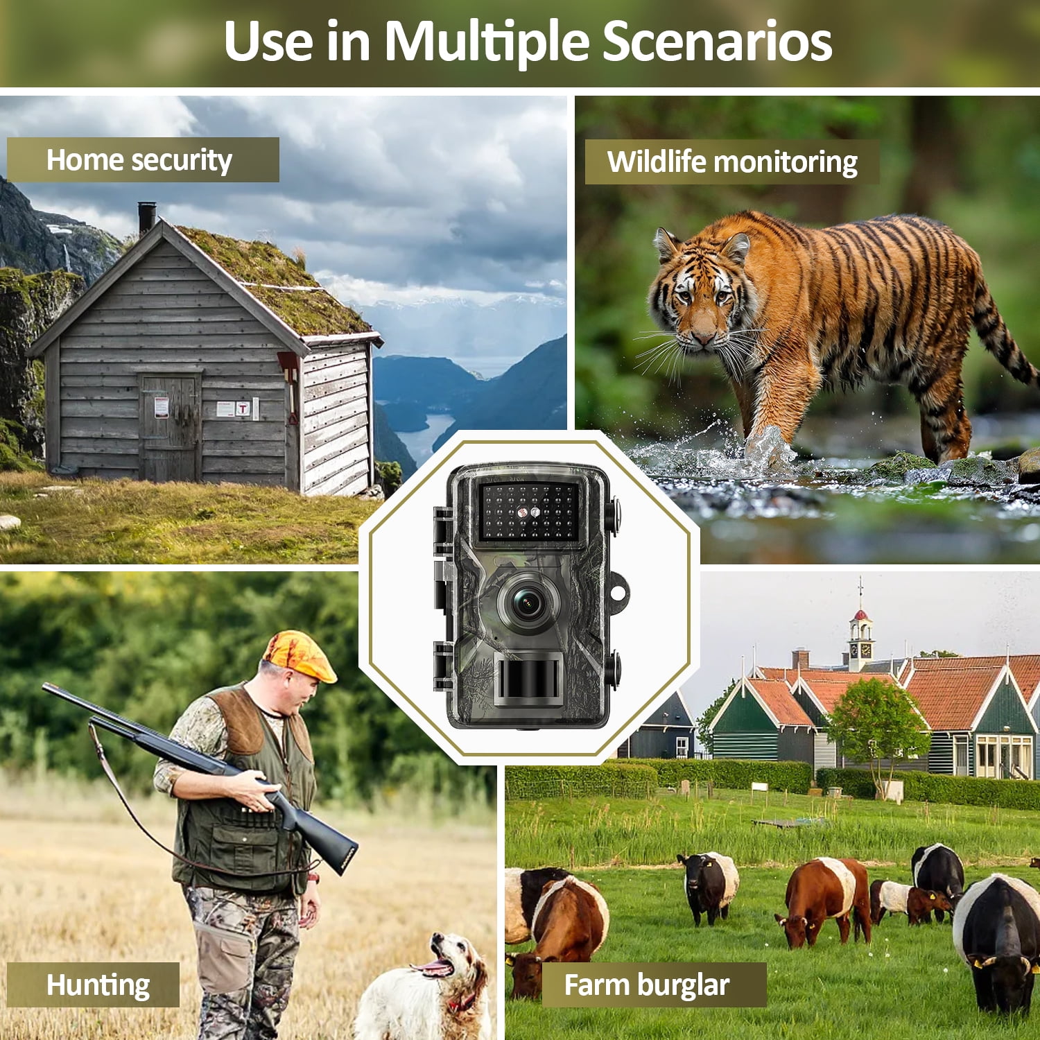Askmuse 32MP 4K Trail Camera With Motion Activated Night Vision, Wifi Game Camera, Waterproof Mini Trail Camera with 90° Wide Angle , Hunting Camera for Wildlife Monitoring