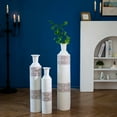 thumbnail image 6 of Sziqiqi Floor Vase Tall White Vases: Extra Large Metal Flower Vase Set of 3 Big Vases for Home Decor Living Room Decorative Vintage for Pampas Grass Feathers Twigs Branches Dried Flowers, 6 of 8