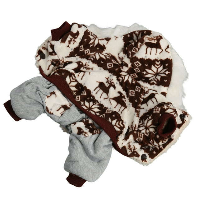 Dog Winter Jacket, Christmas Dog Hooded Coat Avoid Losing Hair Soft and Comfortable Thick Snowflake Elk Pattern Polyester for Small Medium Dogs for Indoor Coffee