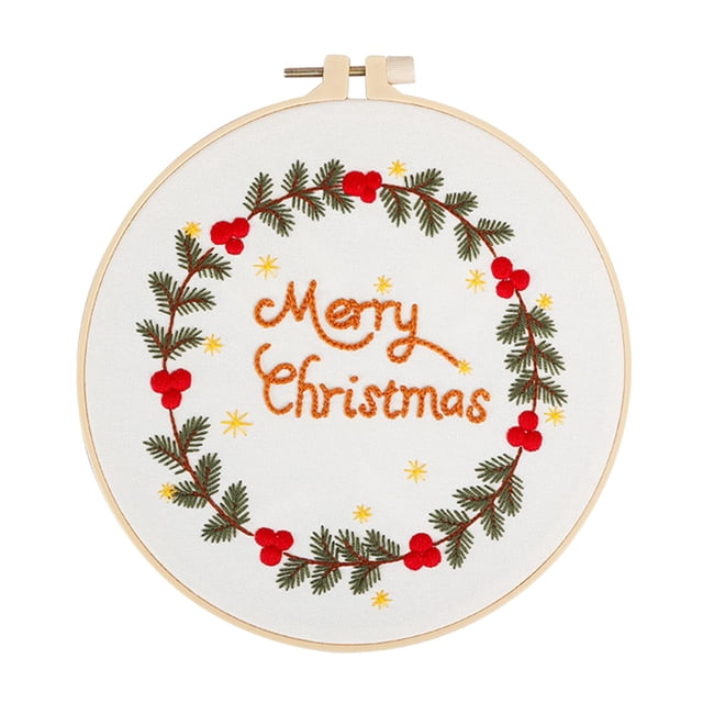 Christmas Embroidery Cross Stitch Set for Adults White White MerryChristmas