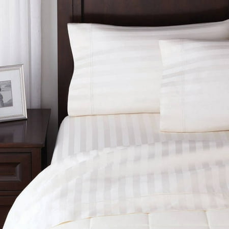 Best Selling Better Homes Gardens 300 Thread Count Damask Stripe White Bed Sheet Set 1 Each Accuweather Shop