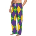 thumbnail image 2 of Sigee Mardi Gras Print Men's Pajama Pants - Soft Lounge Sleep Bottoms with Elastic Waistband and Pockets-Large, 2 of 9