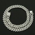 thumbnail image 1 of Iced Out Square Miami Cuban Link Chain Necklace For Men Women Micro Paved CZ Stone Rose Gold Color Hiphop Jewelry 16”, 1 of 7