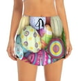 thumbnail image 2 of Gukieu Colorful Easter Eggs Print Women's Sports Shorts with Drawstring Elastic Waistband for Running, Yoga, Fitness-XX-Large, 2 of 7