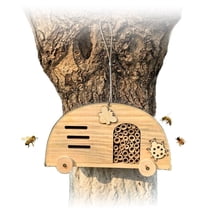 Solitary Bee House for Outdoors - 13.7" Wooden Hotel with Varied Size Tubes, Attracts Mason Bees & Leafcutter Bees, Waterproof & Durable for Garden, Yard, or Balcony