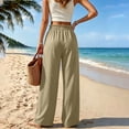 thumbnail image 6 of ZHYou No Boundarie Women's Wide Leg Pants Ruffle High Waist Drawstring Lightweight Flowy Loose Casual Full Length Trousers,Khaki,Size S, 6 of 6