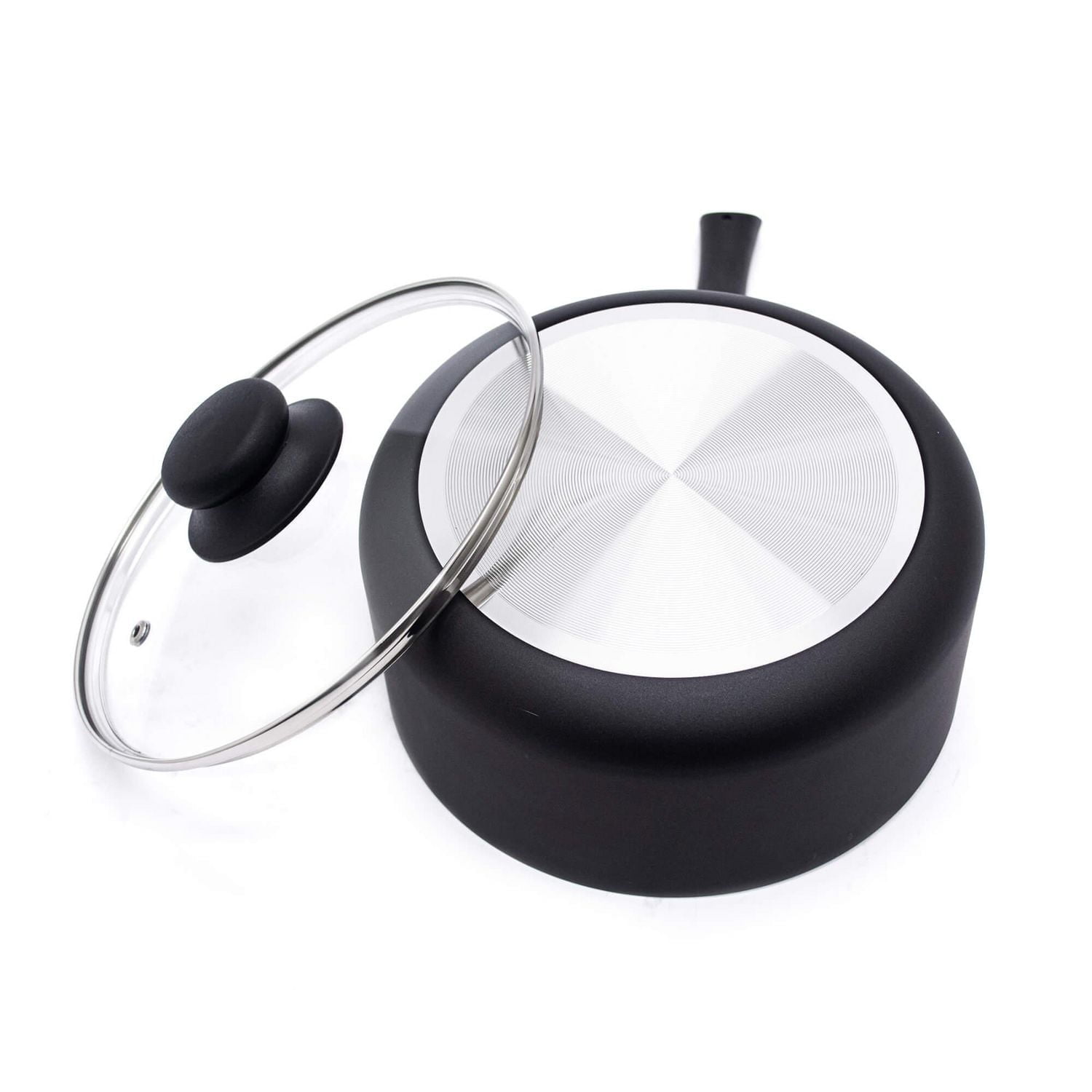 Starbasix Casserole de 2,8L (3Qt) avec couvercle, Aluminium pressé, Va au lave-vaisselle, Va au four, Sans AFPO, Noir Revêtement antiadhésif