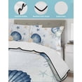 thumbnail image 4 of Quilts Twin Size Bedding Set, Navy Blue Shell Coastal Lightweight Quilted Comforter, Starfish Coral Summer Beach Nautical Soft Bedspread Coverlet with Pillow Covers for All Season, 68" x 86", 4 of 7