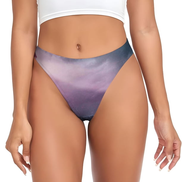 Balery lighthouse Waves Torrential Rain Tangas de Algodón para Mujer con Estampado – Ropa Interior Sexy, Transpirable, G-string-X-Small