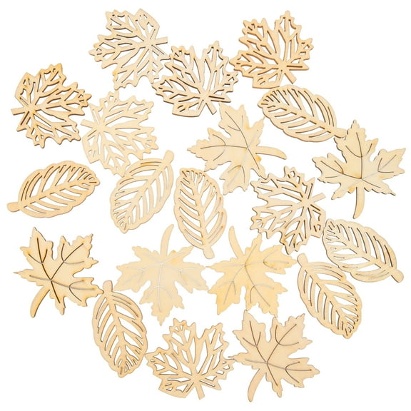 40PCS Wooden Maple Leaves Cutout Wood Slices Hollow Out Wood Pieces Crafts for DIY Crafting Ornament Decoration (Burlywood)