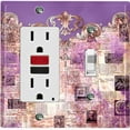 thumbnail image 1 of Metal Light Switch Plate Cover Elegant Purple Cat Newspaper Frame Damask DAM071, 1 of 13