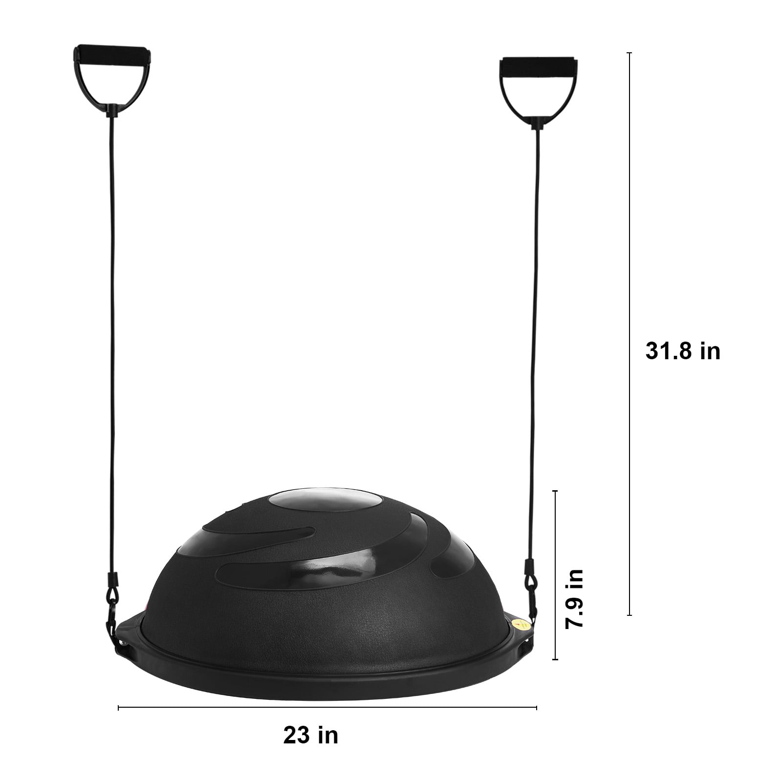 KFFKFF Half Workout Sphere, 26-inch Equilibrium Sphere, 1500lbs Load-Bearing Stability Sphere, Exercise Sphere with Resistance Loops & Foot Inflator, for Domestic Gym Total Body Exercise Black