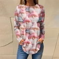 thumbnail image 2 of IROINNID Long Sleeve T Shirt for Women Crewneck Christmas Printed Fall Winter Loose Fit Shirts Trendy Tunic Tops,Pink, 2 of 5