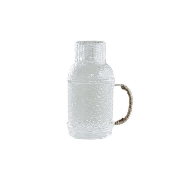 Jarra de agua de vidrio de 2200 ml con tapa, tetera de vidrio resistente al calor con una taza for preparar té helado, jugo y bebidas frías y calientes