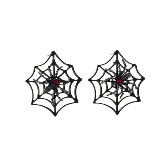Black Spider Earring Stud Halloween Party Accessories Jewelry Rhinestone Spider Web Studs for Women