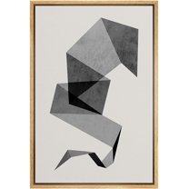 PixonSign Framed Canvas Print Wall Art Geometric Mid-Century Gray Black Line Pattern Abstract Shapes Illustrations Modern Art Decorative Minimal for Living Room, Bedroom, Office - 16"x24" Natural