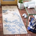 thumbnail image 2 of SAFAVIEH Courtyard Christian Floral Indoor/Outdoor Runner Rug, 2'3" x 10', Natural Brown/Blue, 2 of 6