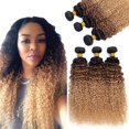 thumbnail image 1 of 12A Ombre paquetes de cabello humano (T1B/30/27 26"" 26"" 26"") Ombre rizado 3 paquetes de cabello humano 100% sin procesar virgen brasileño Ombre rizado paquetes de tejido de cabello humano, 1 of 1
